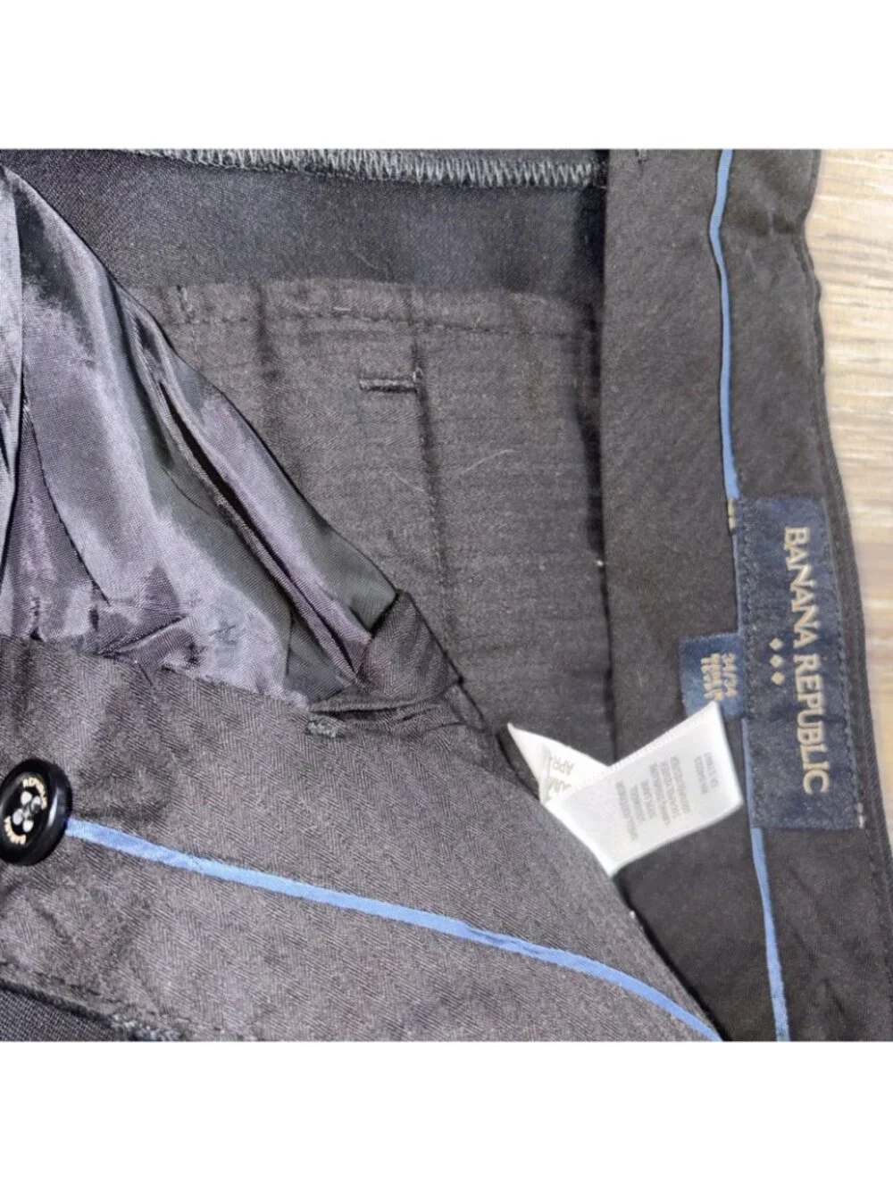 Banana Republic Black Marzotto Wool Pants Men Marked 34 x 34”-Measured 35” x 44”